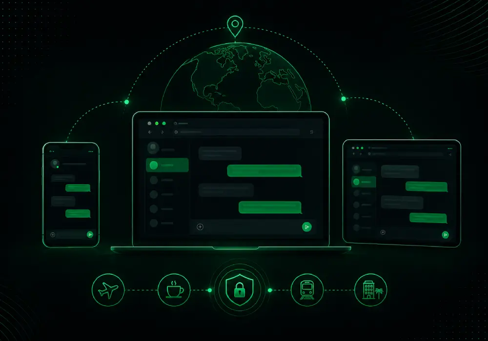 Kissend private browser chat on multiple devices