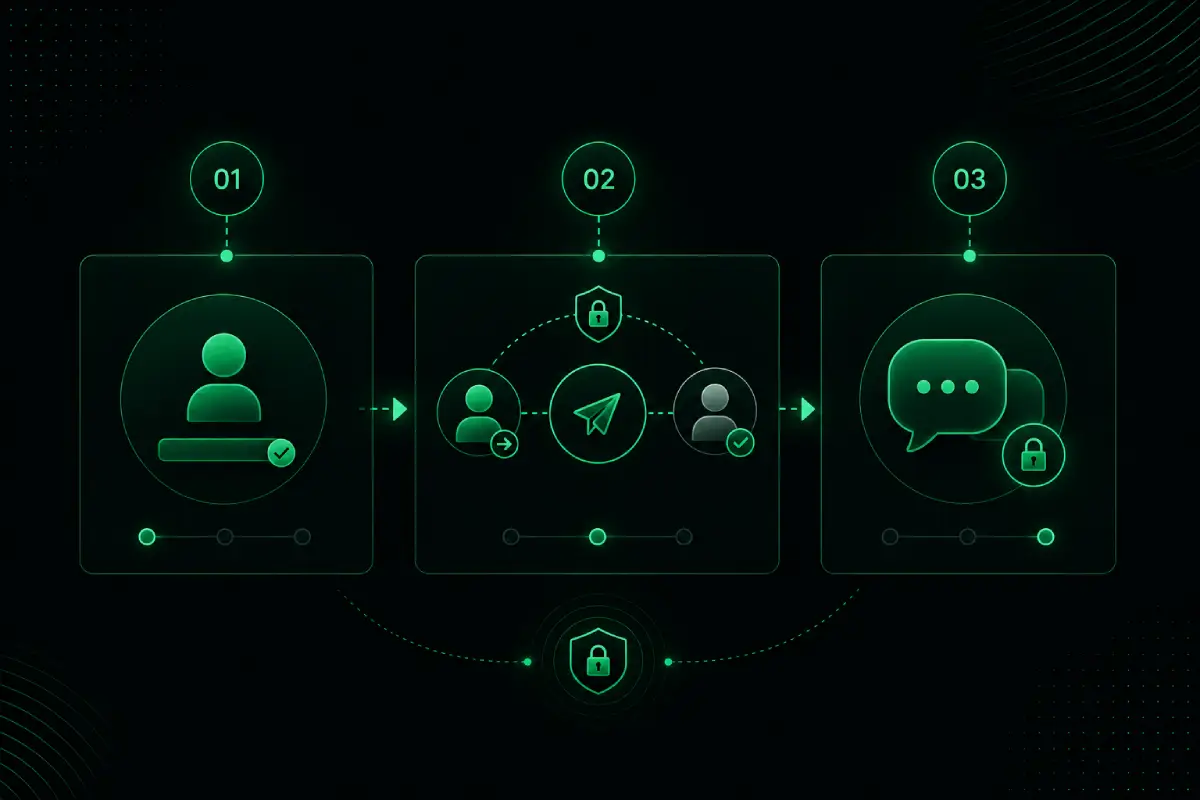 Starting a private Kissend conversation in the browser