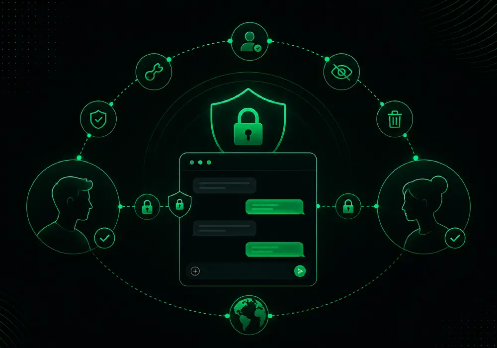 Visual representing secure private messaging on Kissend